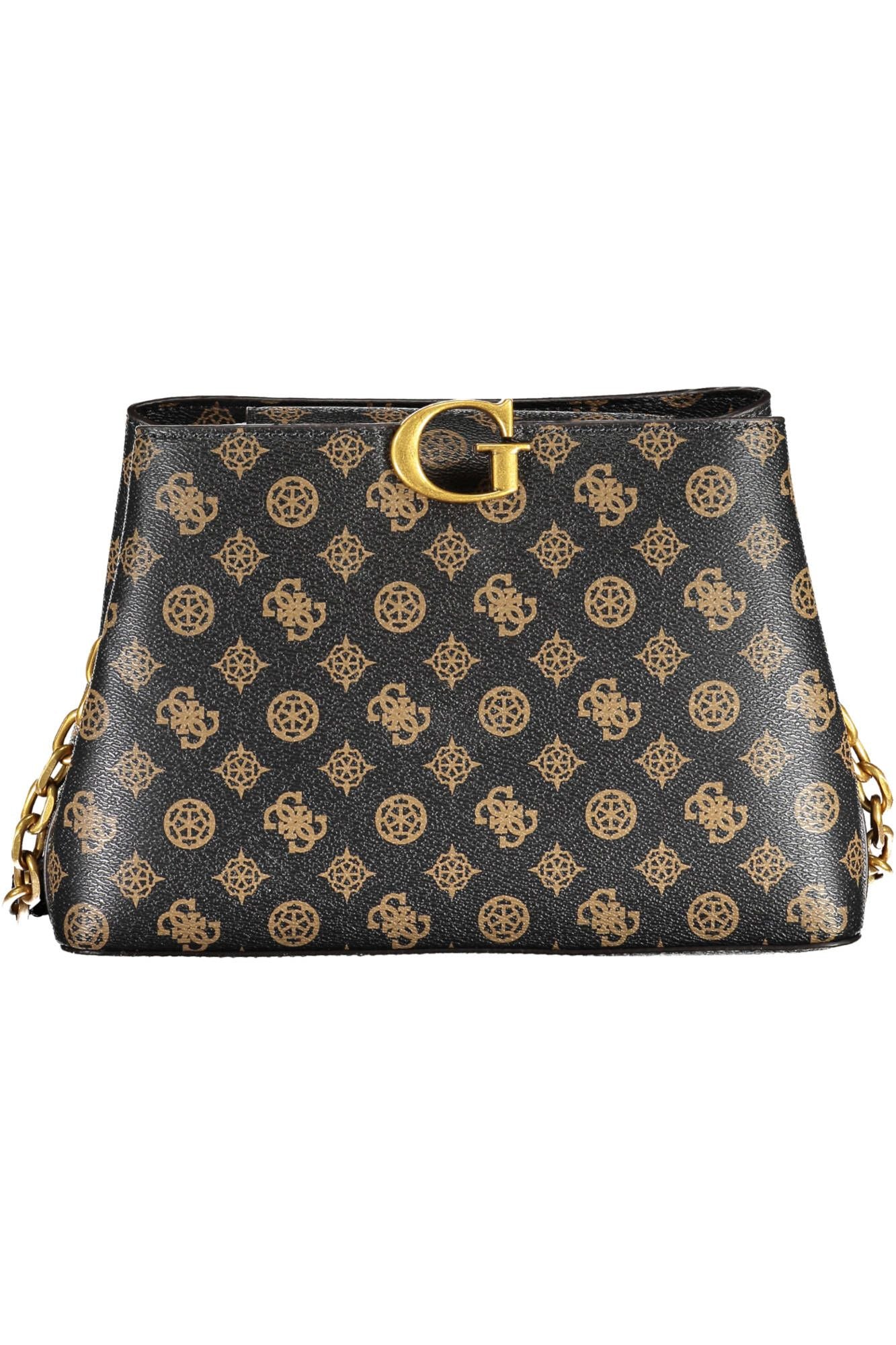 Brown Polyurethane Women Handbag