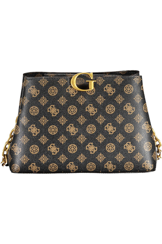 Brown Polyurethane Women Handbag