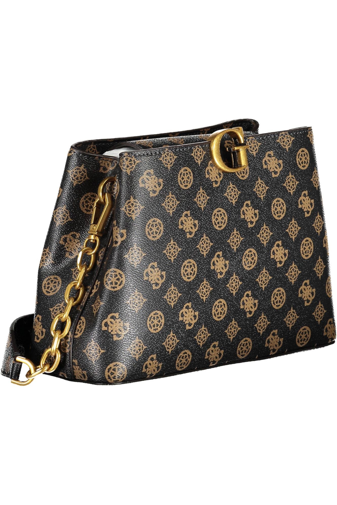 Brown Polyurethane Women Handbag