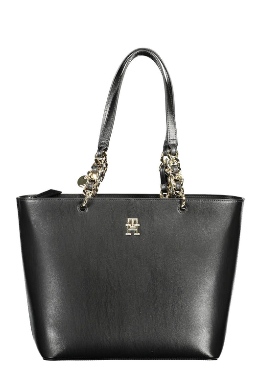 Black Polyurethane Women Handbag