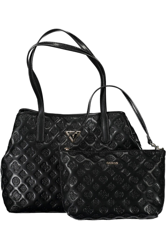 Black Polyurethane Women Handbag