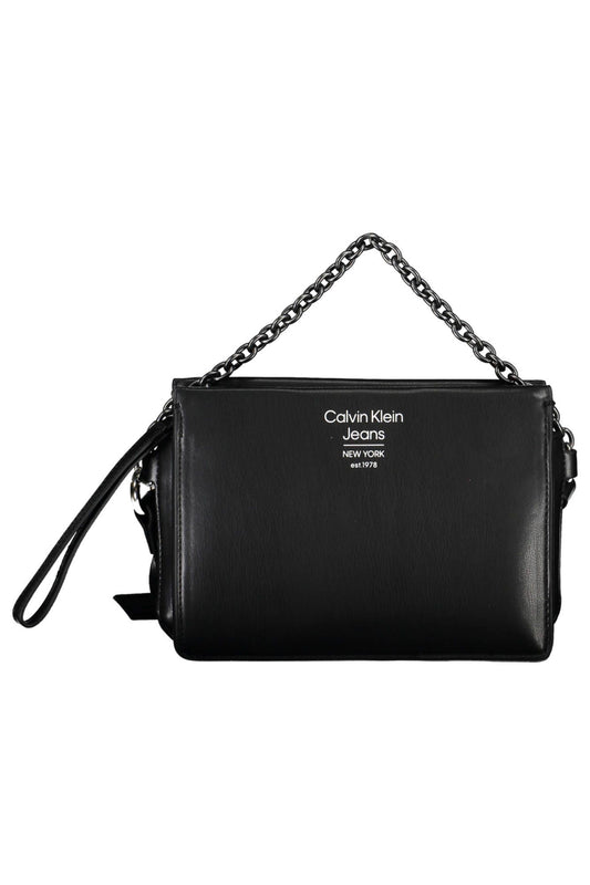 Black Polyurethane Women Handbag
