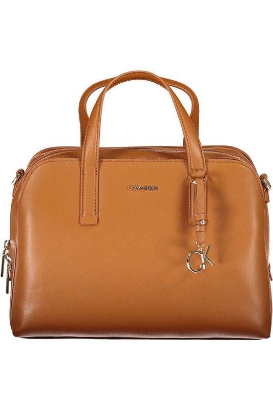 Brown Polyester Women Handbag