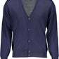 Blue Wool Men Cardigan