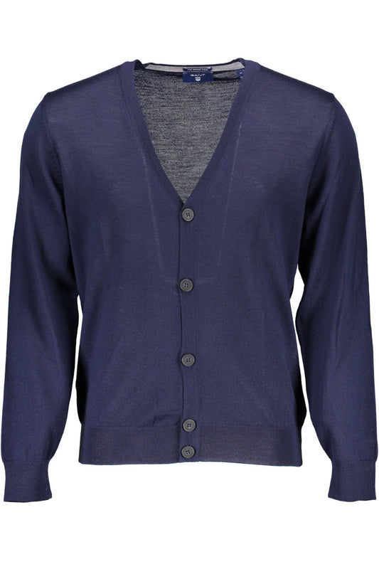 Blue Wool Men Cardigan