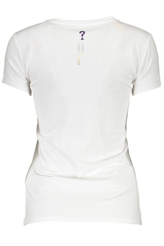 Chic White V-Neck Tee with Logo Detail