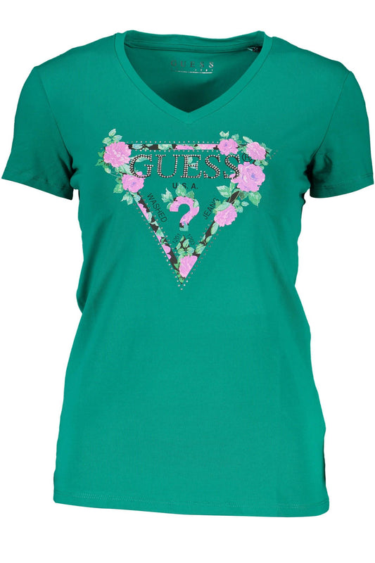 Green Cotton Women T-Shirt
