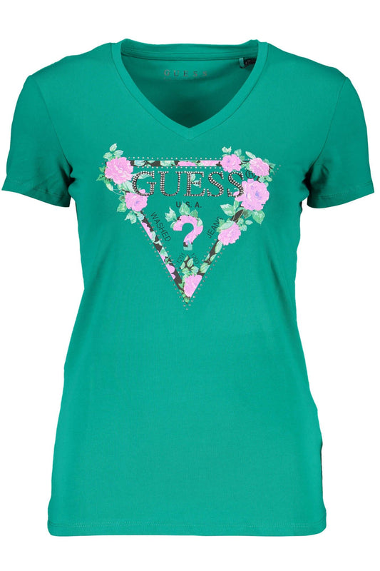 Green Cotton Women T-Shirt