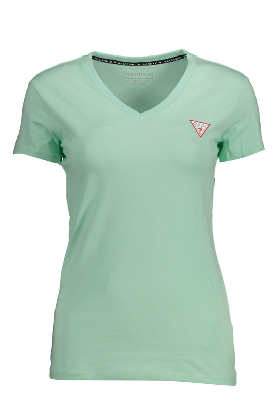 Chic Green V-Neck Logo Tee