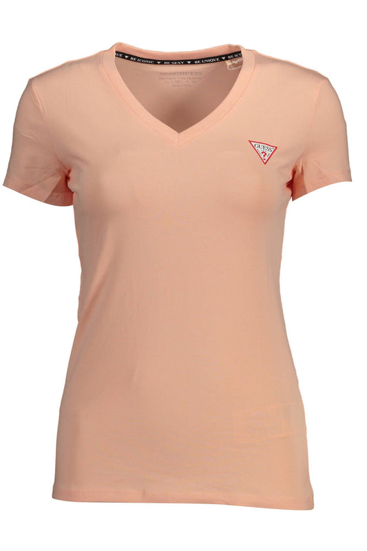 Eco-Conscious Pink V-Neck Logo Tee