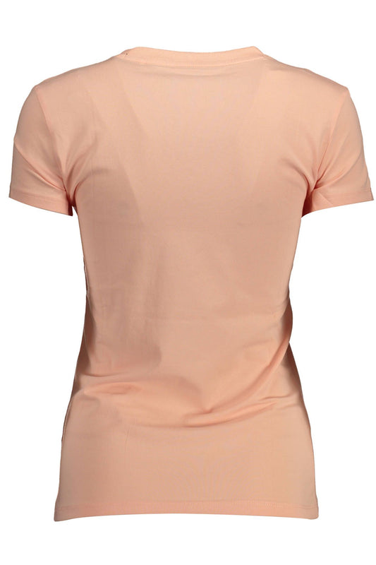 Eco-Conscious Pink V-Neck Logo Tee