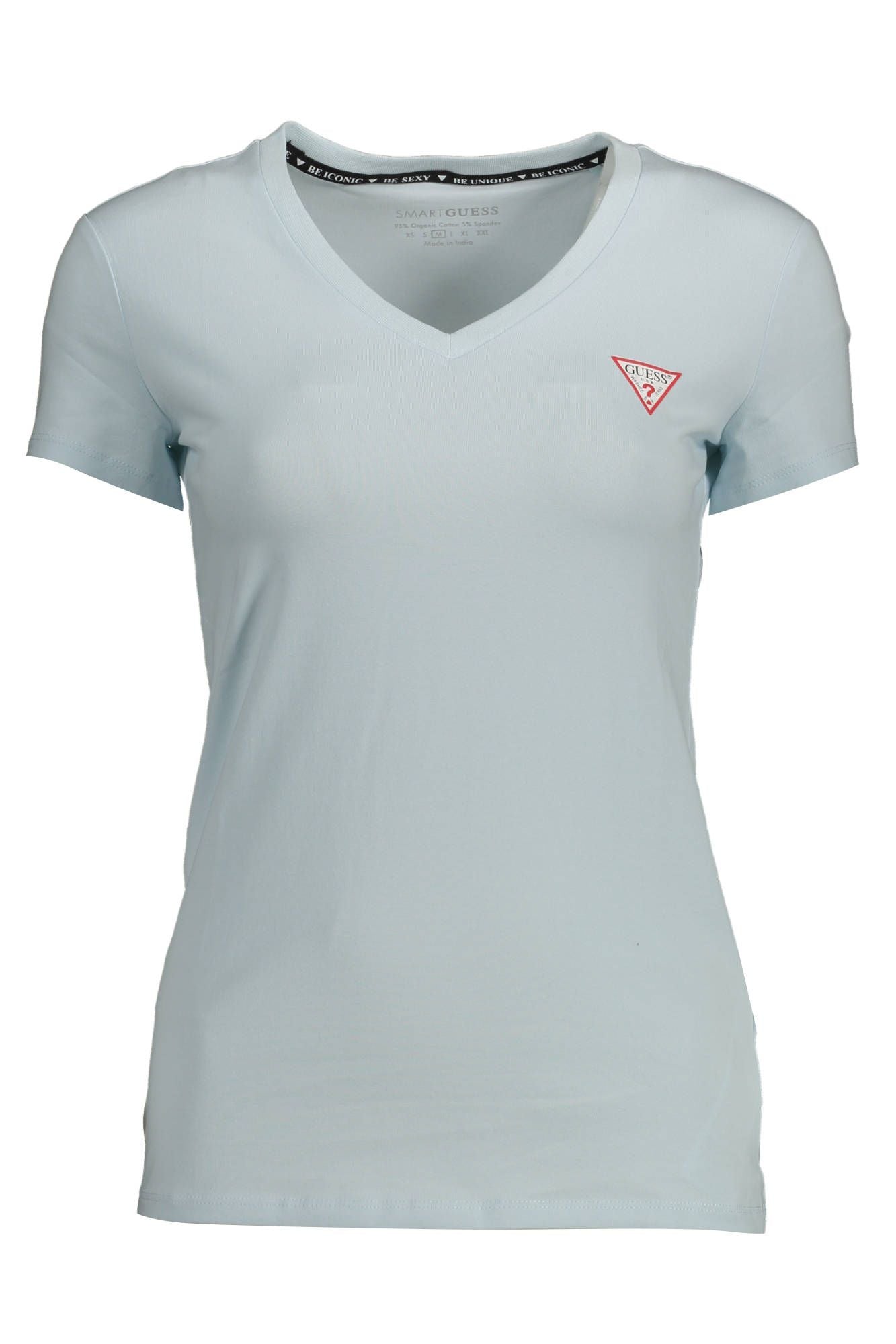 Chic Light Blue Organic Tee with V-Neckline