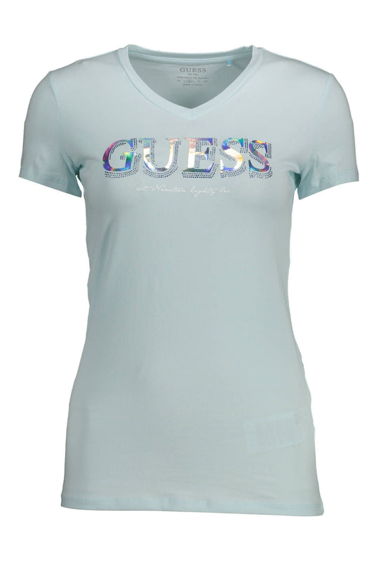 Light Blue Cotton Women T-Shirt