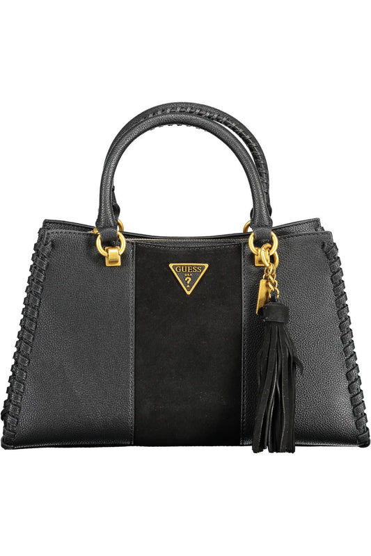 Black Polyurethane Women Handbag