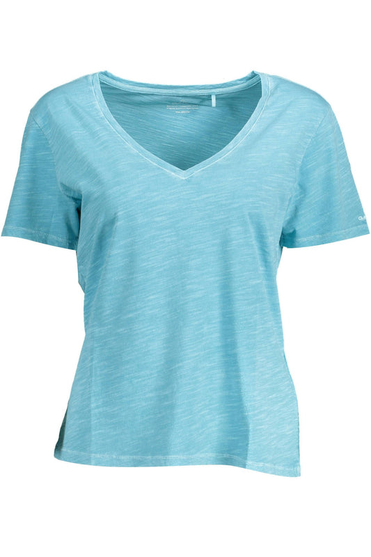 Light Blue Cotton Women T-Shirt