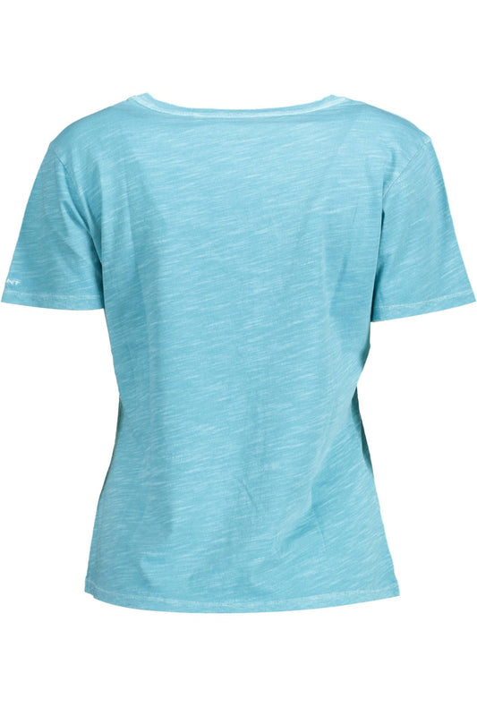 Light Blue Cotton Women T-Shirt