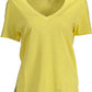 Yellow Cotton Women T-Shirt