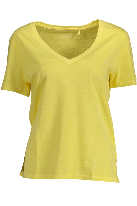 Yellow Cotton Women T-Shirt