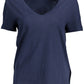 Blue Cotton Women T-Shirt