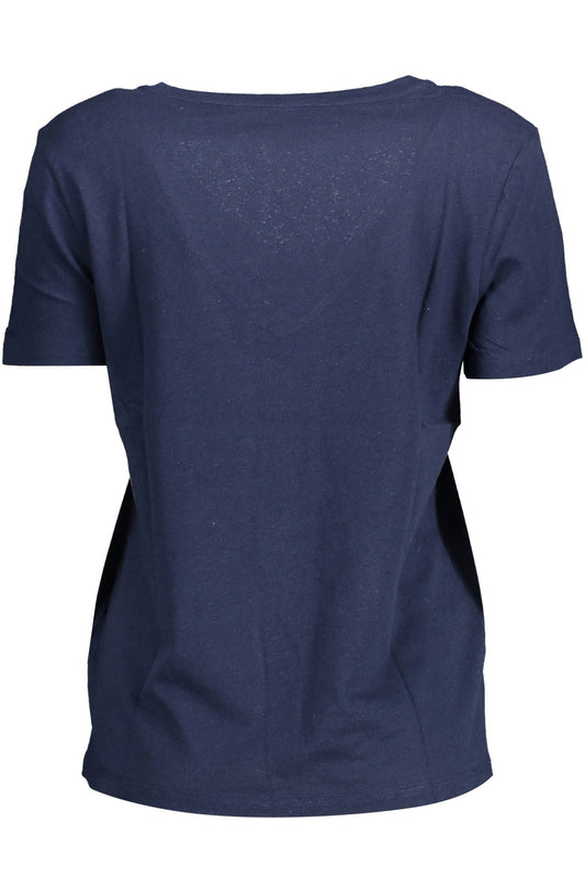 Blue Cotton Women T-Shirt