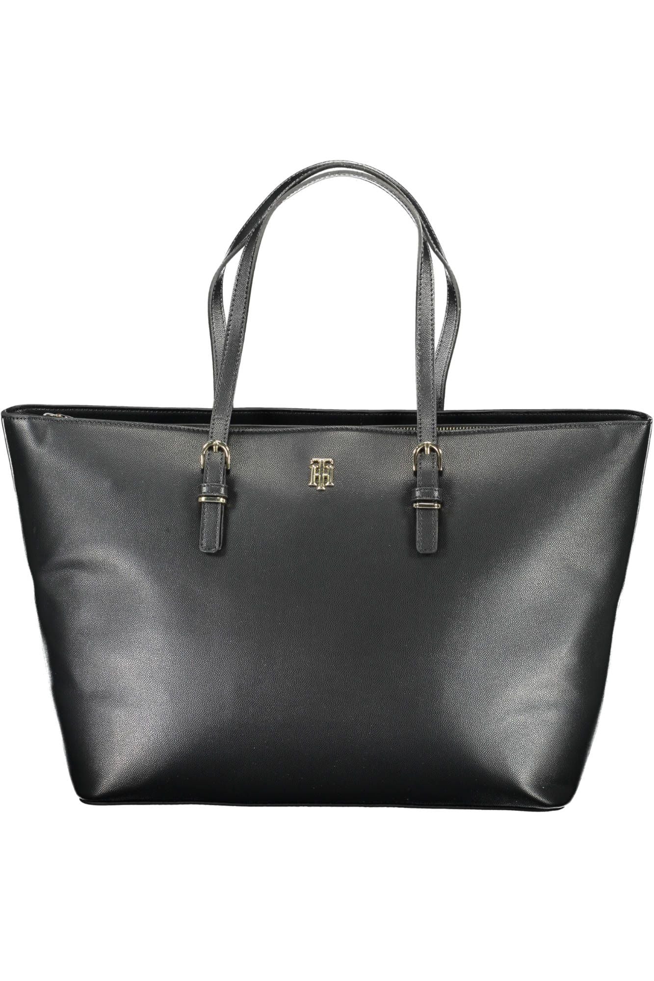 Black Polyurethane Women Handbag