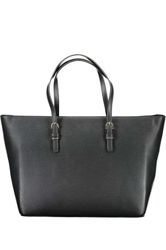 Black Polyurethane Women Handbag