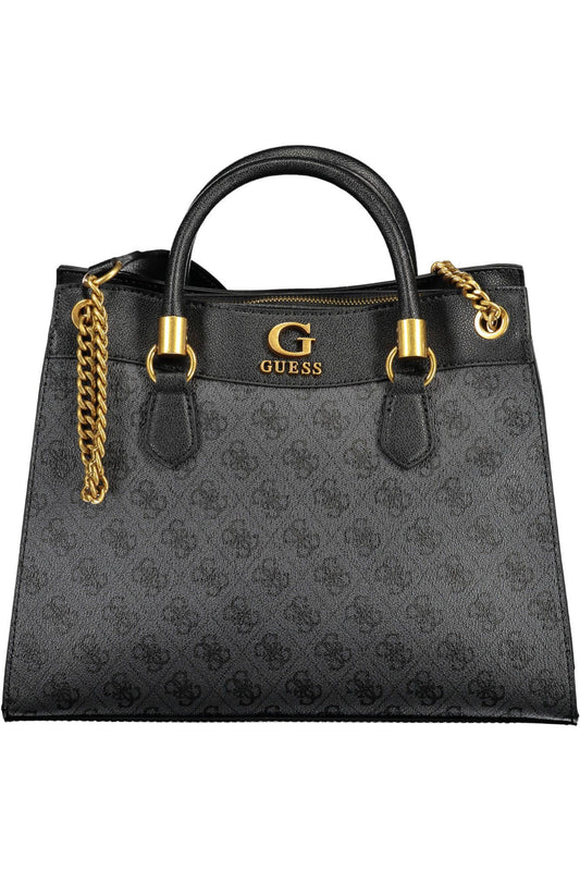 Black Polyurethane Women Handbag