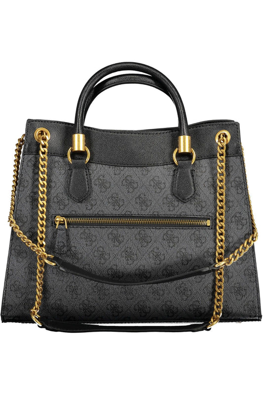 Black Polyurethane Women Handbag