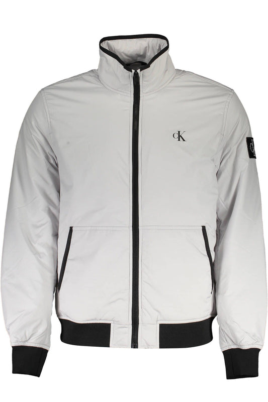 Gray Polyester Men Jacket