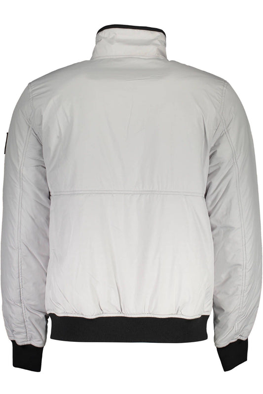 Gray Polyester Men Jacket