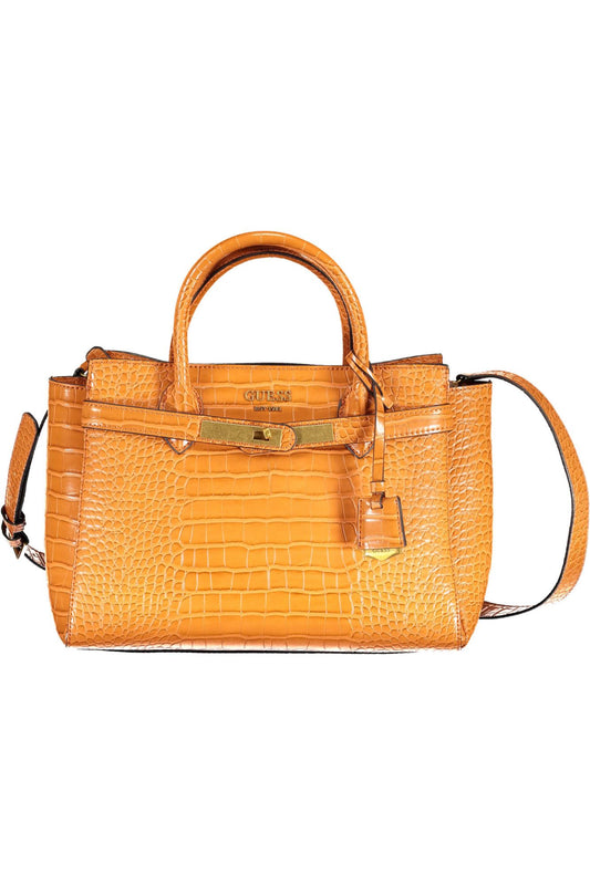 Orange Polyurethane Women Handbag