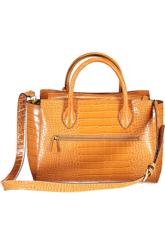 Orange Polyurethane Women Handbag