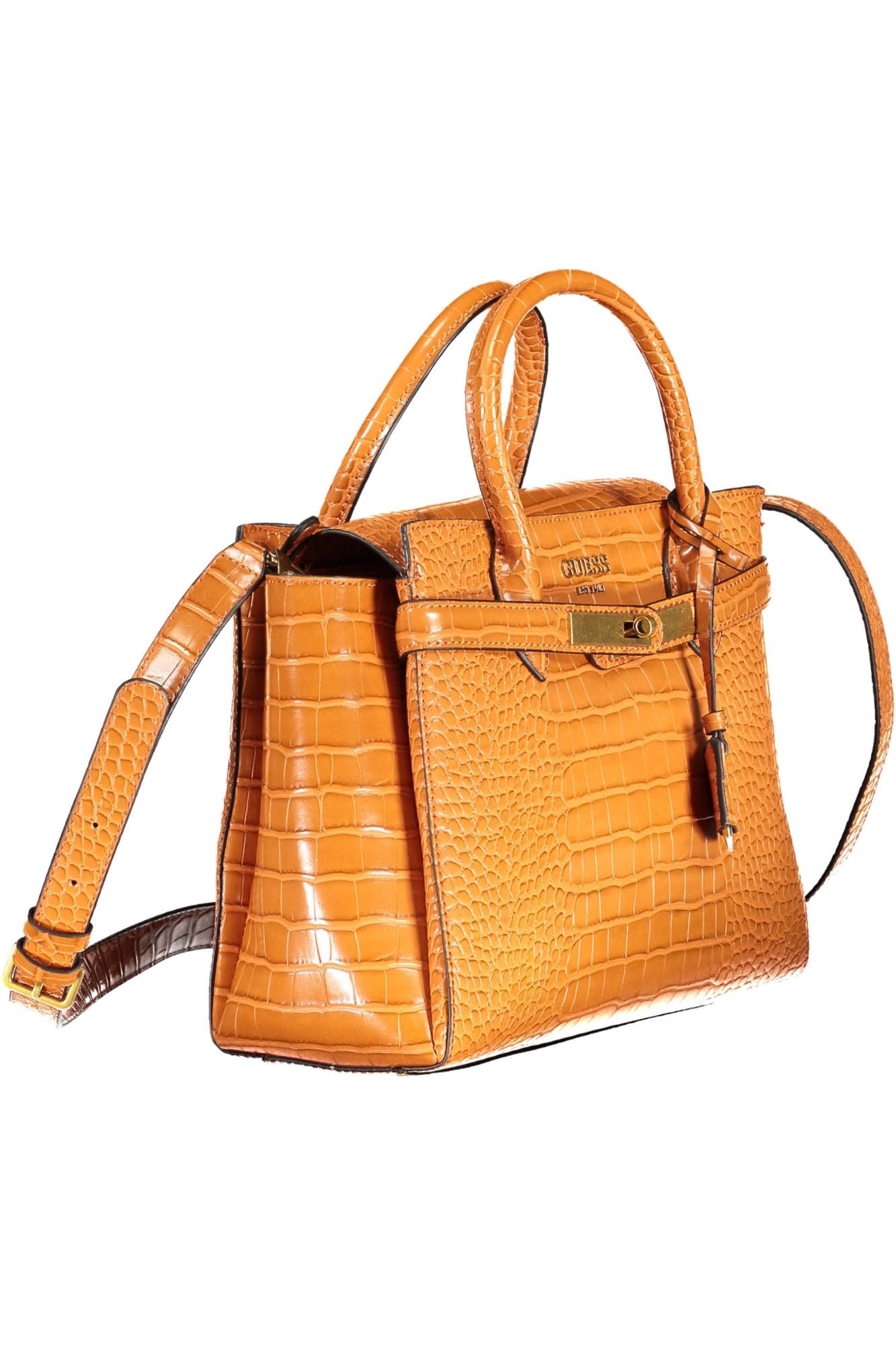 Orange Polyurethane Women Handbag