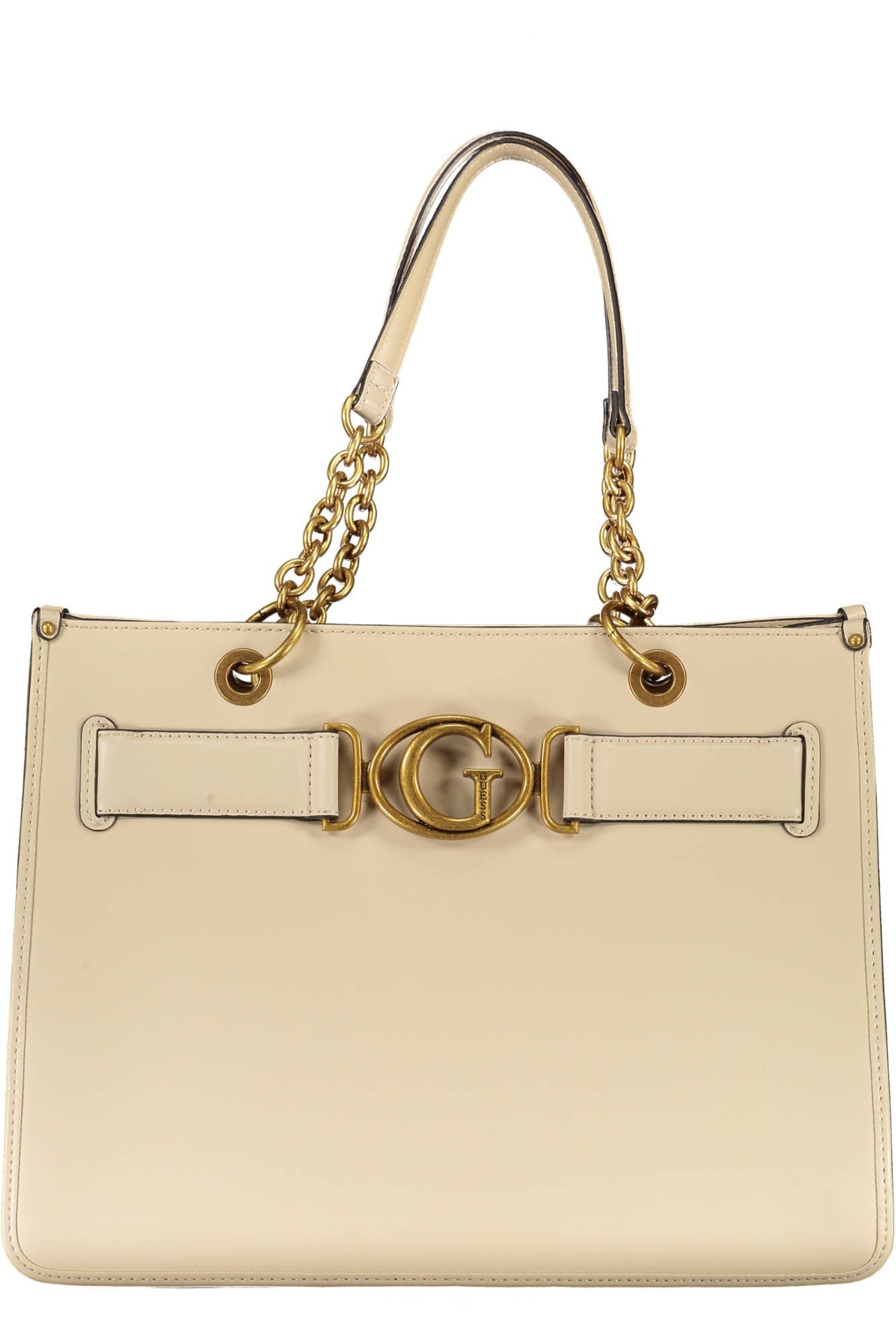Beige Polyurethane Women Handbag