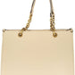 Beige Polyurethane Women Handbag
