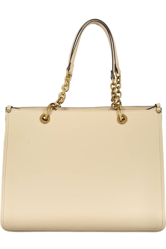 Beige Polyurethane Women Handbag