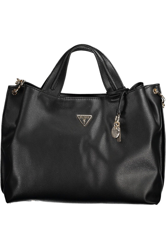 Black Polyurethane Women Handbag