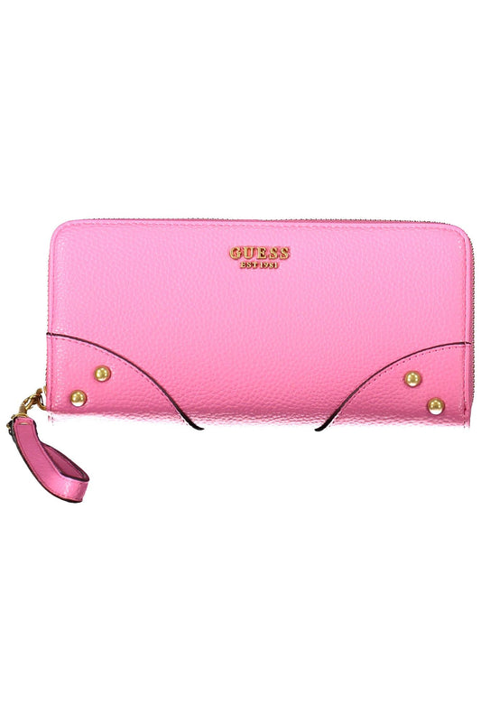 Pink Polyurethane Women Wallet
