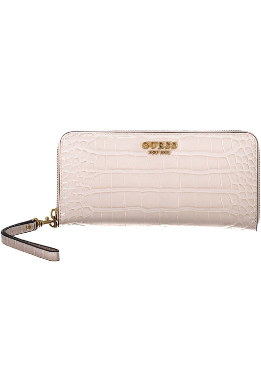 Pink Polyurethane Women Wallet