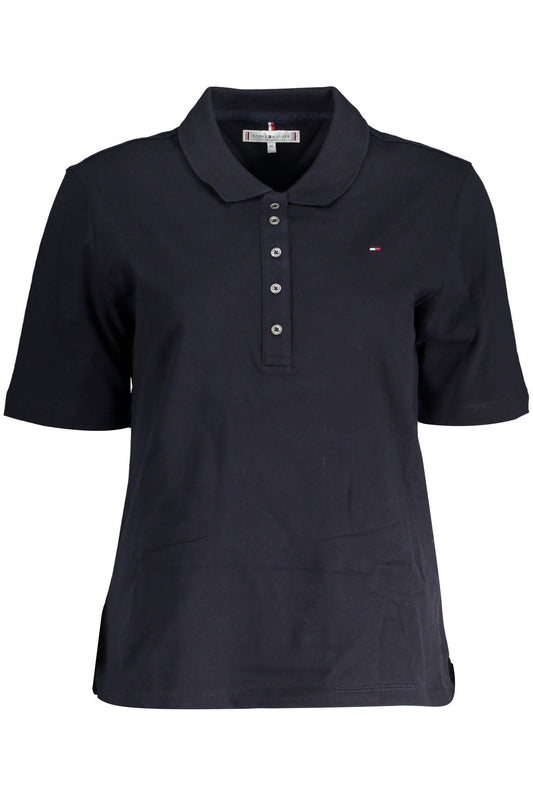 Blue Cotton Women Polo Shirt