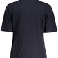 Blue Cotton Women Polo Shirt
