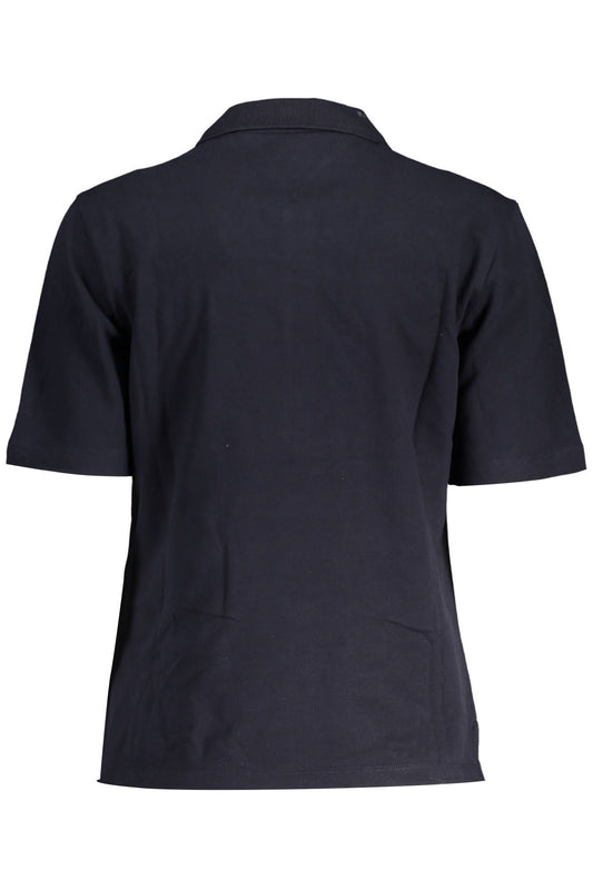 Blue Cotton Women Polo Shirt