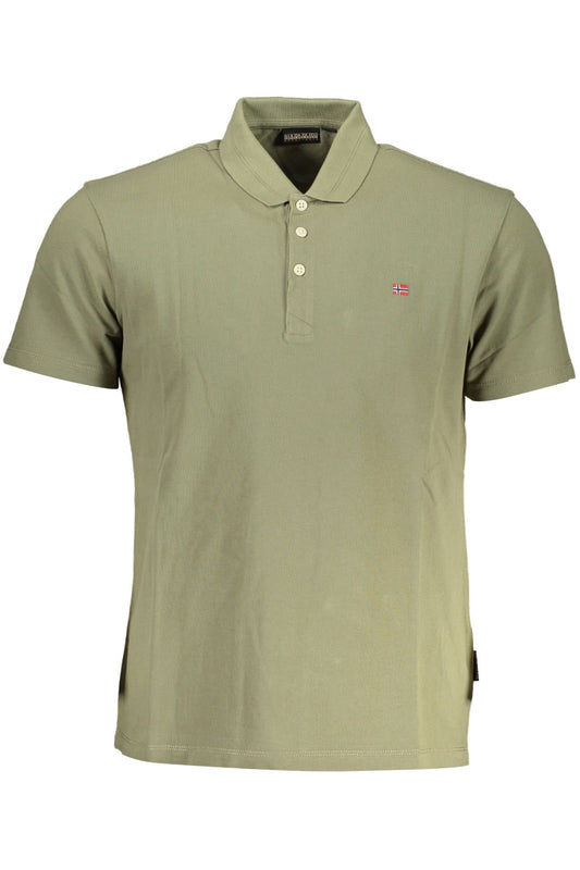Green Cotton Men Polo Shirt