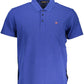 Blue Cotton Men Polo Shirt