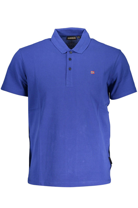 Blue Cotton Men Polo Shirt