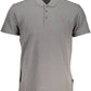 Gray Cotton Men Polo Shirt