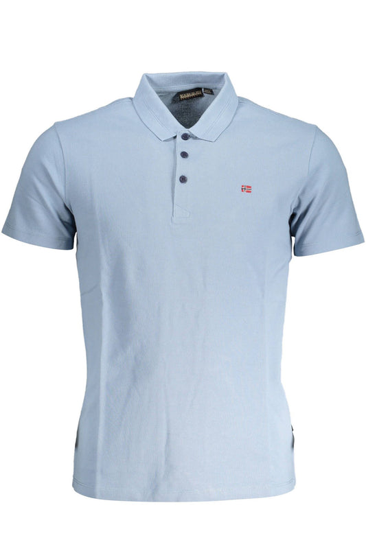 Light Blue Cotton Men Polo Shirt