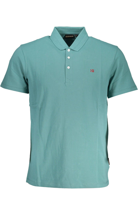 Green Cotton Men Polo Shirt