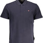Blue Cotton Men Polo Shirt