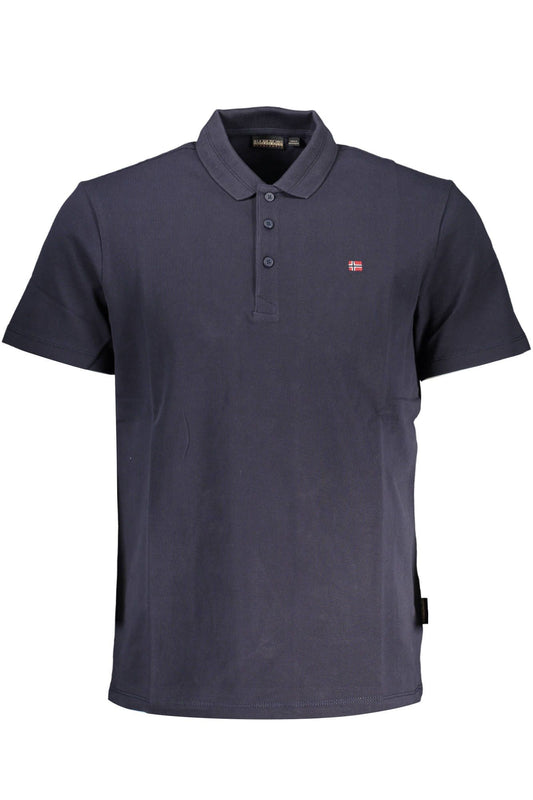 Blue Cotton Men Polo Shirt